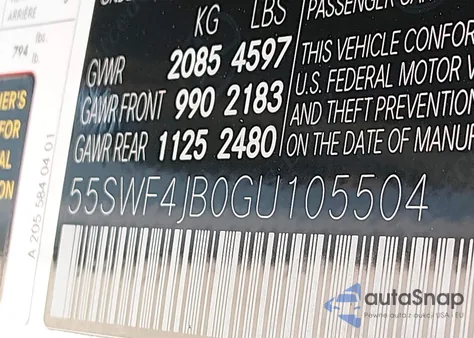 2016 Mercedes-Benz C 300 Luxury from USA, damaged, VIN 55SWF4JB0GU105504